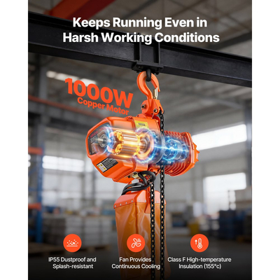 Ηλεκτρική γερανογέφυρα VEVOR 1000 kg, ύψος ανύψωσης 6 m, τριφασική γερανογέφυρα με ασύρματο τηλεχειριστήριο 100 m & ενσύρματο τηλεχειριστήριο 4,5 m, διπλή γερανογέφυρα G80 για εργοστάσια, αποθήκες, γκαράζ