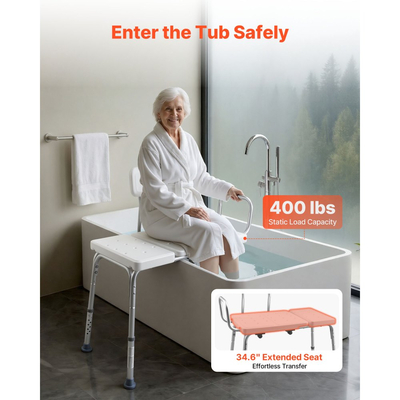 Πάγκος μεταφοράς μπανιέρας VEVOR για μπανιέρα, βαρέως τύπου καρέκλα ντους χωρητικότητας 180 kg με μπράτσο, πλάτη και υποδοχή για κουρτίνα, ρυθμιζόμενο ύψος πάγκος ντους και κάθισμα μπάνιου για ενήλικες, ηλικιωμένους, ηλικιωμένους και άτομα με αναπηρία