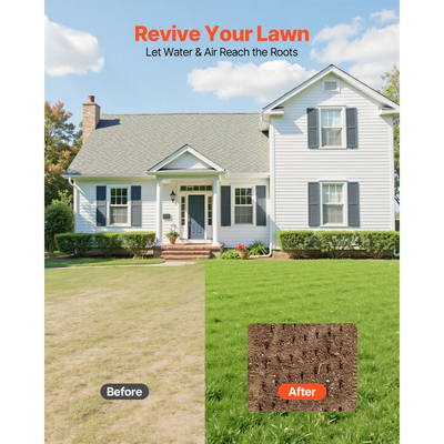 Αεριστήρας γκαζόν VEVOR με ρολό, κύλινδρος αερισμού χειροκίνητης ώθησης 15 ιντσών με 42 αιχμές και μακριά λαβή 60 ιντσών, τύμπανο με δυνατότητα πλήρωσης για πρόσθετο βάρος, διεισδυτής εδάφους γκαζόν βαρέως τύπου για συμπιεσμένα εδάφη κήπου και αυλής