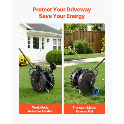 Αεριστήρας γκαζόν VEVOR με κυλιόμενο πυρήνα, κύλινδρος αερισμού 16,6 ιντσών με αντιφρακτικά δόντια, ανθεκτικός στη σκουριά και ανθεκτικός στη διάβρωση, βύσματα έλξης γρασιδιού κήπου, χειροκίνητο εργαλείο αερισμού για χαλάρωση συμπιεσμένου εδάφους κήπου