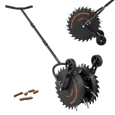 Αεριστήρας γκαζόν VEVOR με κυλιόμενο πυρήνα, κύλινδρος αερισμού 16,6 ιντσών με αντιφρακτικά δόντια, ανθεκτικός στη σκουριά και ανθεκτικός στη διάβρωση, βύσματα έλξης γρασιδιού κήπου, χειροκίνητο εργαλείο αερισμού για χαλάρωση συμπιεσμένου εδάφους κήπου