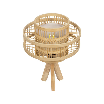 GLOBOSTAR® TULUM 01991 Boho Επιτραπέζιο Φωτιστικό Πορτατίφ με Ντουί 1 x E27 AC 220-240V IP20 - Μπεζ - Μ30 x Π30 x Υ41cm