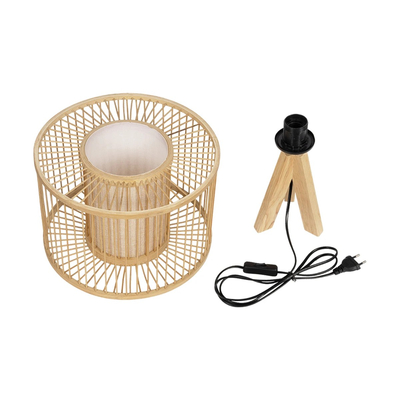 GLOBOSTAR® TULUM 01993 Boho Επιτραπέζιο Φωτιστικό Πορτατίφ με Ντουί 1 x E27 AC 220-240V IP20 - Μπεζ - Μ30 x Π30 x Υ40cm