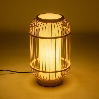 GLOBOSTAR® TULUM 02001 Boho Επιτραπέζιο Φωτιστικό Πορτατίφ με Ντουί 1 x E27 AC 220-240V IP20 - Μπεζ - Μ20 x Π20 x Υ32cm