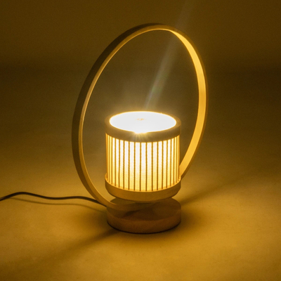 GLOBOSTAR® TULUMKO 02008 Boho Επιτραπέζιο Φωτιστικό Πορτατίφ με Ντουί 1 x E27 AC 220-240V IP20 - Μπεζ - Μ30 x Π12 x Υ32cm