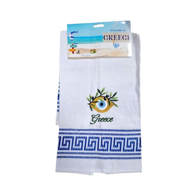 Πετσέτα ποτηρόπανο Souvenir με κέντημα - Σετ 12pcs - Greece - 416013