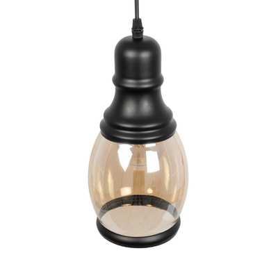 GLOBOSTAR® OLIVER 999-0188 Vintage Κρεμαστό Φωτιστικό Οροφής με Ντουί 1 x E27 AC 220-240V IP20 - Μελί & Μαύρο - Μ14 x Π14 x Υ30cm