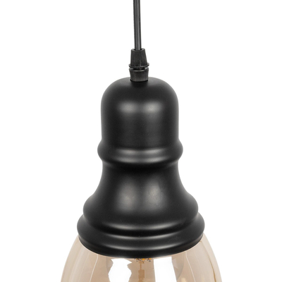 GLOBOSTAR® OLIVER 999-0188 Vintage Κρεμαστό Φωτιστικό Οροφής με Ντουί 1 x E27 AC 220-240V IP20 - Μελί & Μαύρο - Μ14 x Π14 x Υ30cm