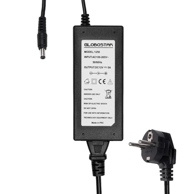 GLOBOSTAR® VOLTIX GLB-107-0003 Τροφοδοτικό/Μετασχηματιστής Class II SELV 60W 5A AC 220-240V σε DC 12V IP20 - Μαύρο Ματ - Μ11.5 x Π5 x Υ3.2cm - 3 Χρόνια Εγγύηση