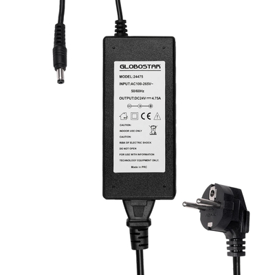 GLOBOSTAR® VOLTIX GLB-107-0008 Τροφοδοτικό/Μετασχηματιστής Class II SELV 120W 4.75A AC 220-240V σε DC 24V IP20 - Μαύρο Ματ - Μ14.2 x Π6.5 x Υ3.7cm - 3 Χρόνια Εγγύηση