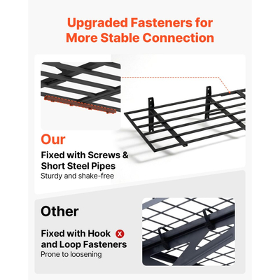 Ράφια τοίχου γκαράζ VEVOR 2 επιπέδων βαρέως τύπου, 4 τεμάχια 610 x 914 mm από χάλυβα, Μεταλλική βάση αποθήκευσης 610 x 1828 mm ανά ράφι για γκαράζ, συνολική χωρητικότητα βάρους 725 kg, μαύρο