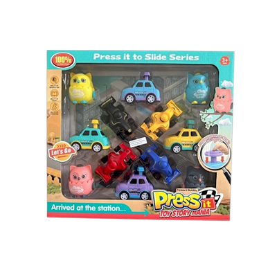Σετ αυτοκινητάκια με πλήκτρο κίνησης - 12pcs - 668-57A - 233021