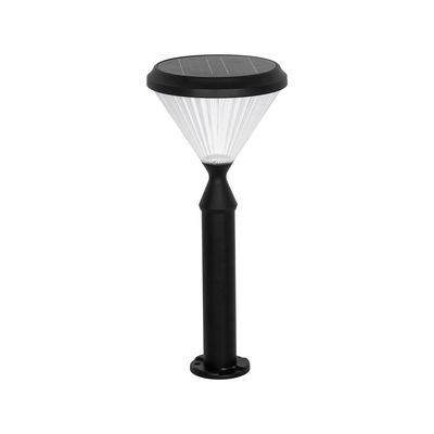 GLOBOSTAR® VEGGIE 90522 Φωτιστικό Κολωνάκι Κήπου LED 10W 500lm 120° με Ενσωματωμένο Φωτοβολταϊκό Panel 6V 2W & Επαναφορτιζόμενη Μπαταρία Li-ion 3.2V 6000mAh με Αισθητήρα Ημέρας-Νύχτας Αδιάβροχο IP65 Ψυχρό Λευκό 6000K - Sanan SMD Chip - Μαύρο - Μ26 x Π26 x Υ60cm - 2 Χρόνια Εγγύηση