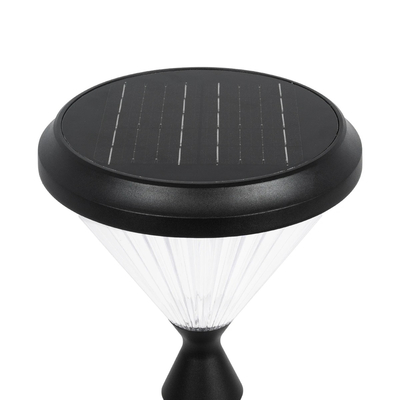 GLOBOSTAR® VEGGIE 90522 Φωτιστικό Κολωνάκι Κήπου LED 10W 500lm 120° με Ενσωματωμένο Φωτοβολταϊκό Panel 6V 2W & Επαναφορτιζόμενη Μπαταρία Li-ion 3.2V 6000mAh με Αισθητήρα Ημέρας-Νύχτας Αδιάβροχο IP65 Ψυχρό Λευκό 6000K - Sanan SMD Chip - Μαύρο - Μ26 x Π26 x Υ60cm - 2 Χρόνια Εγγύηση