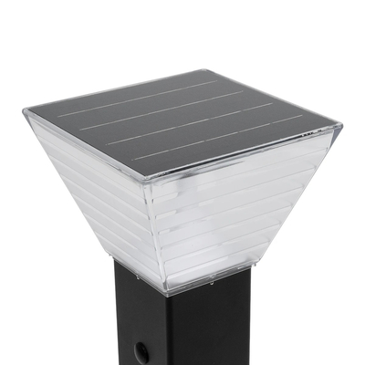 GLOBOSTAR® VEGGIE 90524 Φωτιστικό Κολωνάκι Κήπου LED 10W 500lm 120° με Ενσωματωμένο Φωτοβολταϊκό Panel 6V 2W & Επαναφορτιζόμενη Μπαταρία Li-ion 3.2V 6000mAh με Αισθητήρα Ημέρας-Νύχτας Αδιάβροχο IP65 All in One CCT 6000K-4500K - Sanan SMD Chip - Μαύρο - Μ19.5 x Π19.5 x Υ60cm - 2 Χρόνια Εγγύηση
