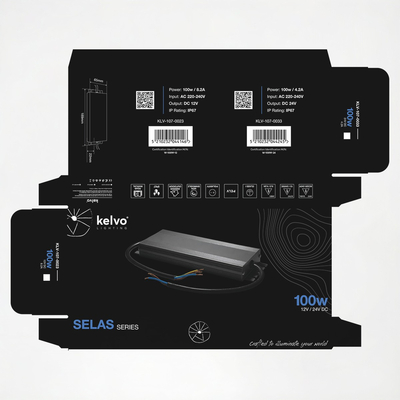 kelvo® SELAS KLV-107-0033 Τροφοδοτικό/Μετασχηματιστής Class I PELV 100W 4.2A AC 220-240V σε DC 24V Αδιάβροχο IP67 - Γκρι Ανθρακί Ματ - Μ18.9 x Π6.5 x Υ2.2cm - 5 Χρόνια Εγγύηση