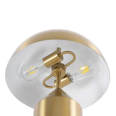 kelvo® URANUS KLV-101-0372 Επιτραπέζιο Φωτιστικό Πορτατίφ για 2 Λάμπες με Ντουί E27 AC 220-240V IP20 - Χρυσό Πλατίνα - Μ35 x Π35 x Υ54cm