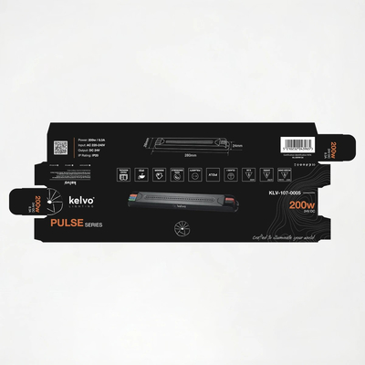 kelvo® PULSE KLV-107-0005 Ultra Slim Τροφοδοτικό/Μετασχηματιστής Class I PELV 200W 8.3A AC 220-240V σε DC 24V IP20 - Γκρι Ανθρακί Ματ - Μ28 x Π2.6 x Υ2.4cm - 5 Χρόνια Εγγύηση
