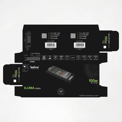 kelvo® ILUMA KLV-107-0014 Slim Τροφοδοτικό/Μετασχηματιστής Class I PELV 150W 6.25A AC 220-240V σε DC 24V IP20 - Γκρι Ανθρακί Ματ - Μ18.1 x Π4.8 x Υ2.8cm - 5 Χρόνια Εγγύηση