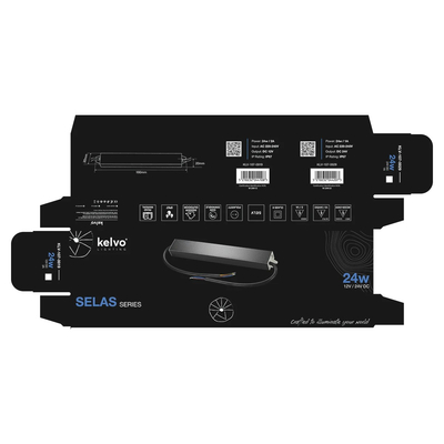 kelvo® SELAS KLV-107-0019 Τροφοδοτικό/Μετασχηματιστής Class II SELV 24W 2A AC 220-240V σε DC 12V Αδιάβροχο IP67 - Γκρι Ανθρακί Ματ - Μ18.2 x Π3 x Υ2cm - 5 Χρόνια Εγγύηση