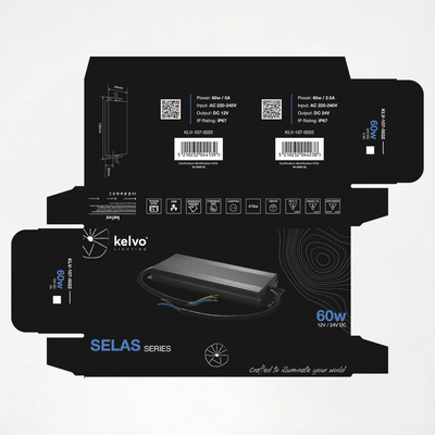 kelvo® SELAS KLV-107-0032 Τροφοδοτικό/Μετασχηματιστής Class I PELV 60W 2.5A AC 220-240V σε DC 24V Αδιάβροχο IP67 - Γκρι Ανθρακί Ματ - Μ15.8 x Π4.3 x Υ2.3cm - 5 Χρόνια Εγγύηση