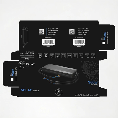 kelvo® SELAS KLV-107-0037 Τροφοδοτικό/Μετασχηματιστής Class I PELV 360W 15A AC 220-240V σε DC 24V Αδιάβροχο IP67 - Γκρι Ανθρακί Ματ - Μ26.8 x Π7.2 x Υ3.2cm - 5 Χρόνια Εγγύηση