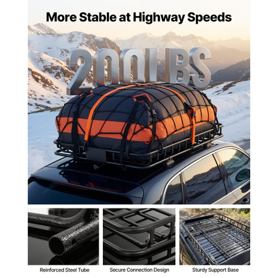 Καλάθι Αποσκευών VEVOR Roof Rack, 1371 x 864 x 102 mm, Βαρέως Τύπου Καλάθι Μεταφοράς Οροφής με Αδιάβροχη Τσάντα, Δίχτυ Αποσκευών, Ιμάντες Καστάνιας, Χωρητικότητα 90,72 kg, Βάση Αποσκευών Αυτοκινήτου Universal, για Φορτηγό SUV
