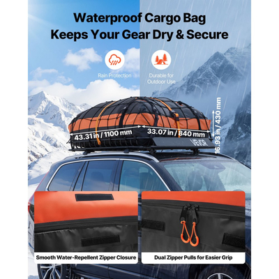 Καλάθι Αποσκευών VEVOR Roof Rack, 1371 x 864 x 102 mm, Βαρέως Τύπου Καλάθι Μεταφοράς Οροφής με Αδιάβροχη Τσάντα, Δίχτυ Αποσκευών, Ιμάντες Καστάνιας, Χωρητικότητα 90,72 kg, Βάση Αποσκευών Αυτοκινήτου Universal, για Φορτηγό SUV