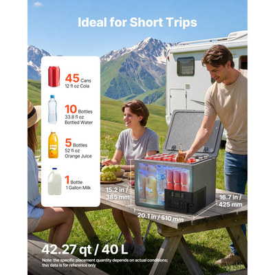 Ψυγείο VEVOR 12 Volt, ψυγείο αυτοκινήτου 42,3 QT/40L, φορητός εξαιρετικά ελαφρύς καταψύκτης EPP, ηλεκτρικός συμπιεστής με έλεγχο APP, 12V/24V DC, -10℃ έως 10℃, για φορτηγό, βαν, τροχόσπιτο, SUV, σκάφος, ταξίδια, κάμπινγκ