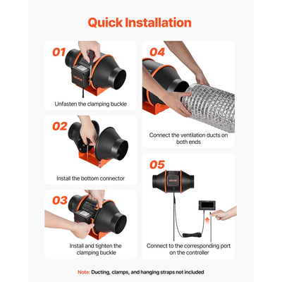 Ανεμιστήρας αγωγού VEVOR Inline, 349m³/h 101,6mm EC με κινητήρα και εξαερισμό 10 ταχυτήτων, ελεγκτής PWM, έλεγχος με εφαρμογή, αισθητήρας θερμοκρασίας και υγρασίας, ψύξη για σκηνή καλλιέργειας, εσωτερική κηπουρική, υδροπονία
