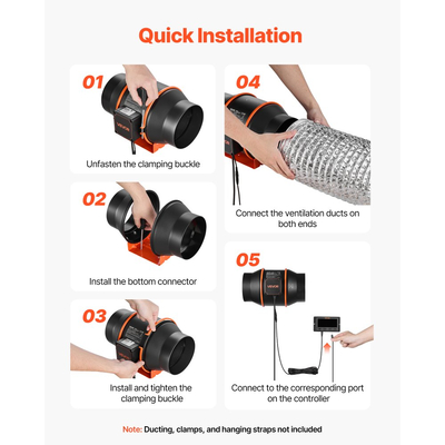 Ανεμιστήρας αγωγού VEVOR Inline, 683m³/h 152,4mm EC με κινητήρα και εξαερισμό 10 ταχυτήτων, ελεγκτής PWM, έλεγχος με εφαρμογή, αισθητήρας θερμοκρασίας και υγρασίας, ψύξη για σκηνή καλλιέργειας, εσωτερική κηπουρική, υδροπονία