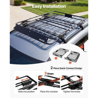 Καλάθι Αποσκευών VEVOR Roof Rack, 1168 x 914 x 102 mm, Βαρέως Τύπου Καλάθι Μεταφοράς Οροφής με Πτυσσόμενο Σχεδιασμό, Χωρητικότητα 90,72 kg, Βάση Αποσκευών Αυτοκινήτου με Εύκολη Εγκατάσταση σε Όλες τις Καιρικές Συνθήκες, Universal για Φορτηγό SUV