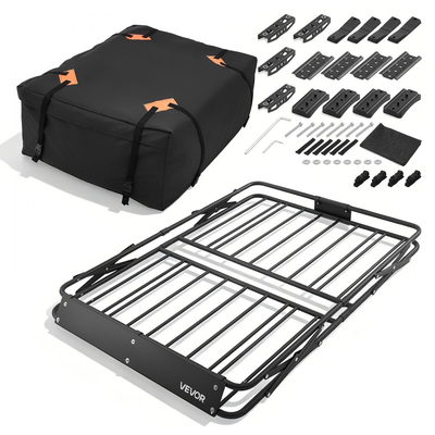 Καλάθι Αποσκευών VEVOR Roof Rack, 1295 x 914 x 102 mm, Βαρέως Τύπου Καλάθι Μεταφοράς Οροφής με Πτυσσόμενο Σχεδιασμό, Χωρητικότητα 90,72 kg, Βάση Αποσκευών Αυτοκινήτου με Εύκολη Εγκατάσταση σε Όλες τις Καιρικές Συνθήκες, Universal για Φορτηγό SUV