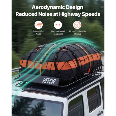Καλάθι Αποσκευών VEVOR Roof Rack, 1371 x 864 x 102 mm, Βαρέως Τύπου Καλάθι Μεταφοράς Οροφής με Αδιάβροχη Τσάντα, Δίχτυ Αποσκευών, Ιμάντες Καστάνιας, Χωρητικότητα 90,72 kg, Βάση Αποσκευών Αυτοκινήτου Universal, για Φορτηγό SUV