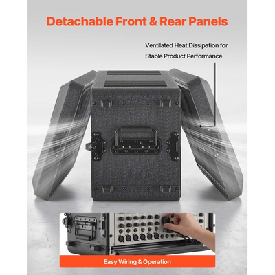 Θήκη Rack VEVOR 6U, βάθος 260 mm, ρηχή θήκη Flight Case με θήκες μικροφώνου, κατασκευή από πολυαιθυλένιο, εσοχές περιστρεφόμενες ασφάλειες, εύκολη εγκατάσταση, για ενισχυτή, ήχο, μίκτη DJ