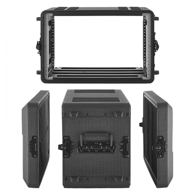 Θήκη Rack VEVOR 6U, βάθος 260 mm, ρηχή θήκη Flight Case με θήκες μικροφώνου, κατασκευή από πολυαιθυλένιο, εσοχές περιστρεφόμενες ασφάλειες, εύκολη εγκατάσταση, για ενισχυτή, ήχο, μίκτη DJ