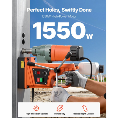 Μαγνητικό τρυπάνι VEVOR, Κινητήρας 1550W Διάμετρος πυρήνα 50 mm, Μαγνητική δύναμη 13000 N, Μεταβλητή ταχύτητα 0-550 RPM, Φορητή ηλεκτρική πρέσα τρυπανιού Mag για μεταλλικές επιφάνειες, Βελτίωση σπιτιού