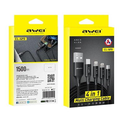 Καλώδιο φόρτισης & data 4in1 - Fast Charge - CL-129 - 1.5m - AWEI - 002295
