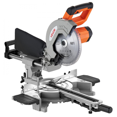 Συρόμενο σύνθετο πριόνι γωνιακής κοπής VEVOR, λεπίδα 254 mm, υψηλή ισχύς 1800W, κοπή με λοξοτομή και γωνιακή κοπή, ρυθμιζόμενες γωνίες και βάθος κοπής, βάση από χυτό αλουμίνιο, συμπαγές και φορητό για κοπή ξύλου, μετάλλων, ελασμάτων