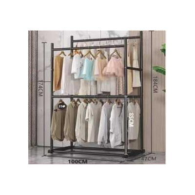 Μεταλλική κρεμάστρα δαπέδου διπλή - 100cm - 8677Y-N - Black - 421519