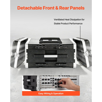 Θήκη rack VEVOR 4U, τυπικό βάθος 480 mm, ερμάριο rack διακομιστή με κατασκευή ABS, ανθεκτικά εντοιχισμένα περιστρεφόμενα μάνδαλα, αποσπώμενο μπροστινό και πίσω κάλυμμα, εύκολη εγκατάσταση, για ενισχυτές, μίκτες DJ