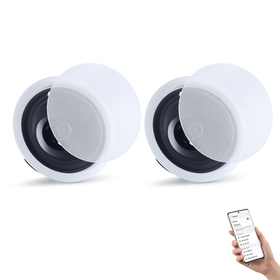 Ηχεία Οροφής Bluetooth VEVOR, 203,2 χιλ., Σύστημα ηχείων οροφής και τοίχου με ενισχυτή, Ηχεία 2 δρόμων εντοιχιζόμενα, για τοποθέτηση σε υγρά περιβάλλοντα, οικιακό κινηματογράφο, σαλόνι ή σκεπαστή βεράντα, 1 ζεύγος