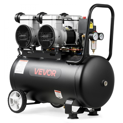 Αεροσυμπιεστής VEVOR 50L, Δεξαμενή Αεροσυμπιεστή 3KW χωρίς λάδι, 255 L/min στα 6,2 Bar, Μέγιστη πίεση 8 Bar, Φορητός σε ρόδες για επισκευή αυτοκινήτων, φούσκωμα ελαστικών, βαφή με ψεκασμό, ξυλουργική καρφώματα