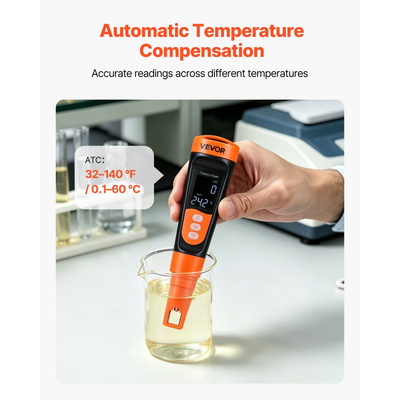 Μετρητής VEVOR TDS, Εύρος μέτρησης 0-9990 ppm, Μέτρηση πολλαπλών παραμέτρων EC (Αγωγιμότητα) /TDS (ppm), Ψηφιακός ελεγκτής νερού με ATC, Ευκρινής οθόνη VA, για έλεγχο ποιότητας πόσιμου νερού