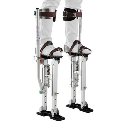 Ξυλόσκαλα γυψοσανίδας VEVOR, Ρυθμιζόμενα ξυλόσκαλα αλουμινίου για βαψίματα 409-613 mm, Χωρητικότητα φορτίου 103 kg, Αντιολισθητικά λαστιχένια πόδια, Διπλή απορρόφηση κραδασμών από ελατήριο, Άνετοι ιμάντες ποδιών για βάψιμο, Διακόσμηση, Ασημί