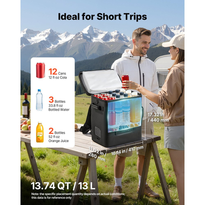 Ψυγείο VEVOR 12 Volt, ψυγείο αυτοκινήτου 13,7 QT/13L, φορητός ηλεκτρικός συμπιεστής κατάψυξης, 12V/24V DC, 21℉ έως 50℉/ -6℃ έως 10℃, για φορτηγό, βαν, τροχόσπιτο, SUV, σκάφος, ταξίδια, κάμπινγκ, οδικά ταξίδια