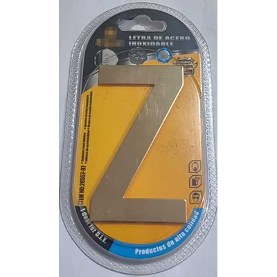Αυτοκόλλητη μεταλλική πινακίδα γράμμα Z - 8cm - Σετ 12 τεμάχια - 204490