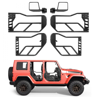 Πόρτες VEVOR Jeep Tube, 4θυρες, συμβατές με Jeep Wrangler JL 2018-2026 & Gladiator JT 2020-2026, Χαλύβδινες μπροστινές και πίσω σωληνωτές ημιθυρίδες Off Road με πιστοποιημένους πλευρικούς καθρέφτες DOT και λαστιχένια μαξιλαράκια.