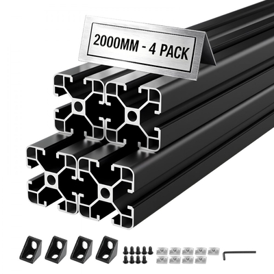 Προφίλ εξώθησης αλουμινίου VEVOR 4PCS 4040, 78,74 ίντσες 2000 mm, γραμμική ράγα ανοδιωμένου αλουμινίου ευρωπαϊκού προτύπου, υψηλής αντοχής, για εξαρτήματα τρισδιάστατων εκτυπωτών και πάγκο εργασίας CNC DIY, μαύρο