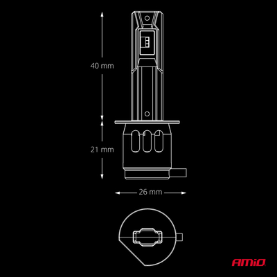 AMiO - Λάμπες LED F26 Pro Series H1 12/24V 68W 2900-3550lm 6.000K Full Can-Bus Plug&Play - 2 Τεμ. (04869/AM)